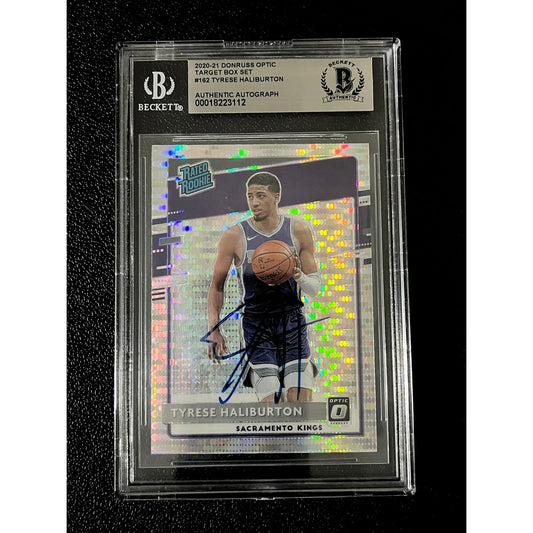 Tyrese Haliburton Signed 2020 Donruss Optic #162 Pulsar RC Auto Beckett BAS