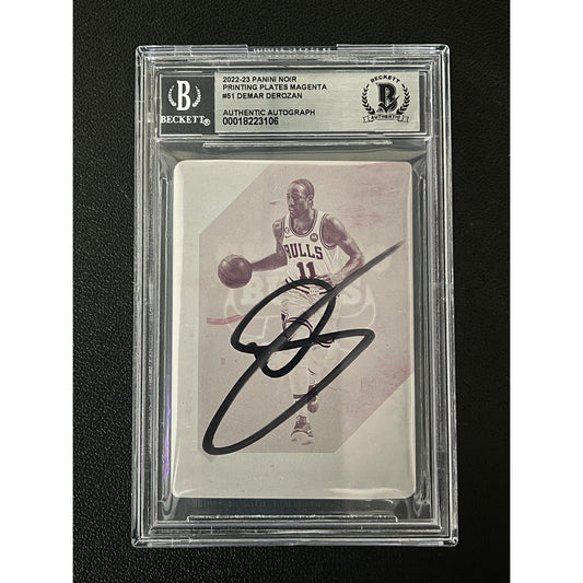 DeMar DeRozan Signed 2022 Panini Noir Printing Plate 1/1 Auto BAS Slabbed