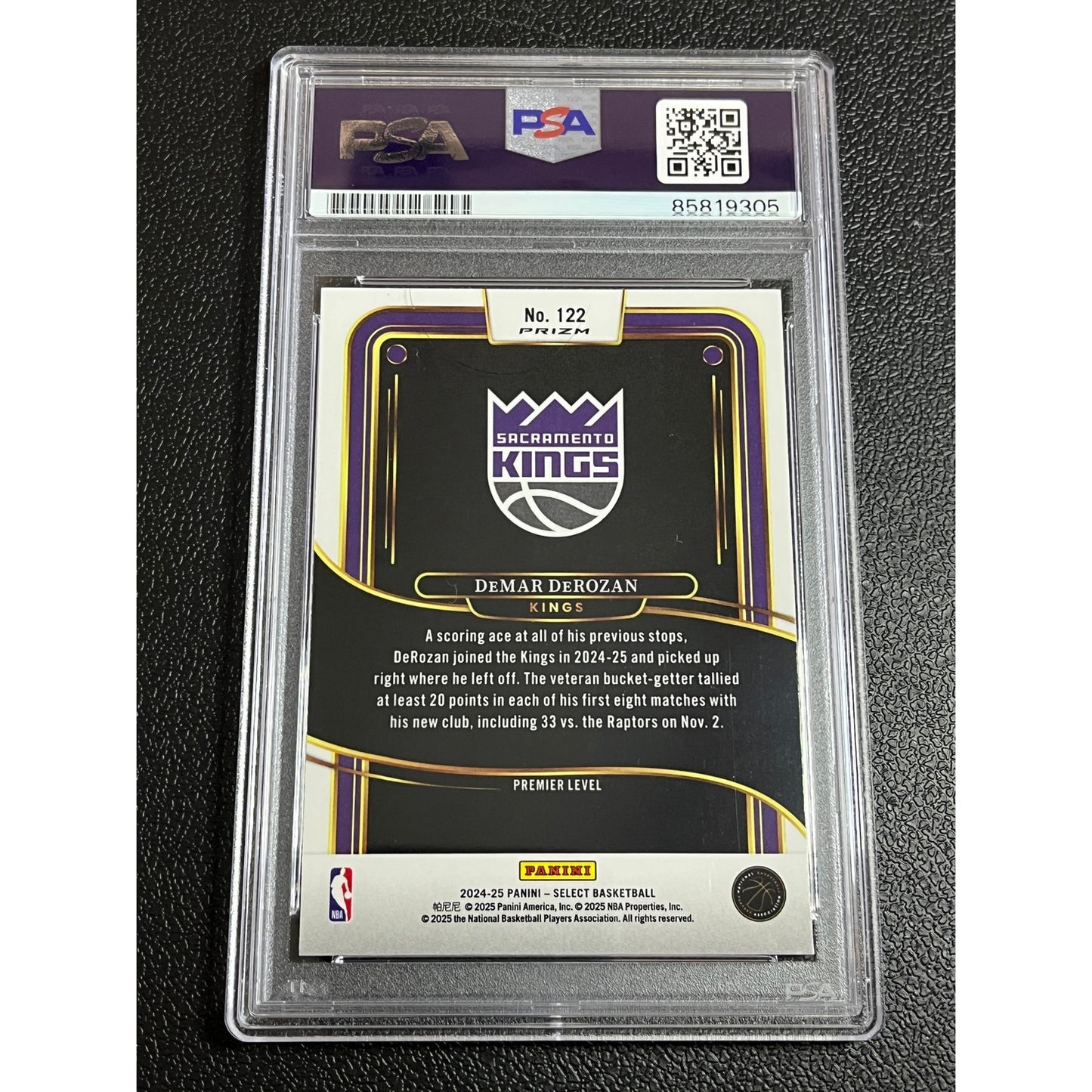 2024-25 Panini Select #122 DeMar DeRozan Signed Silver Prizm Kings Card PSA/DNA