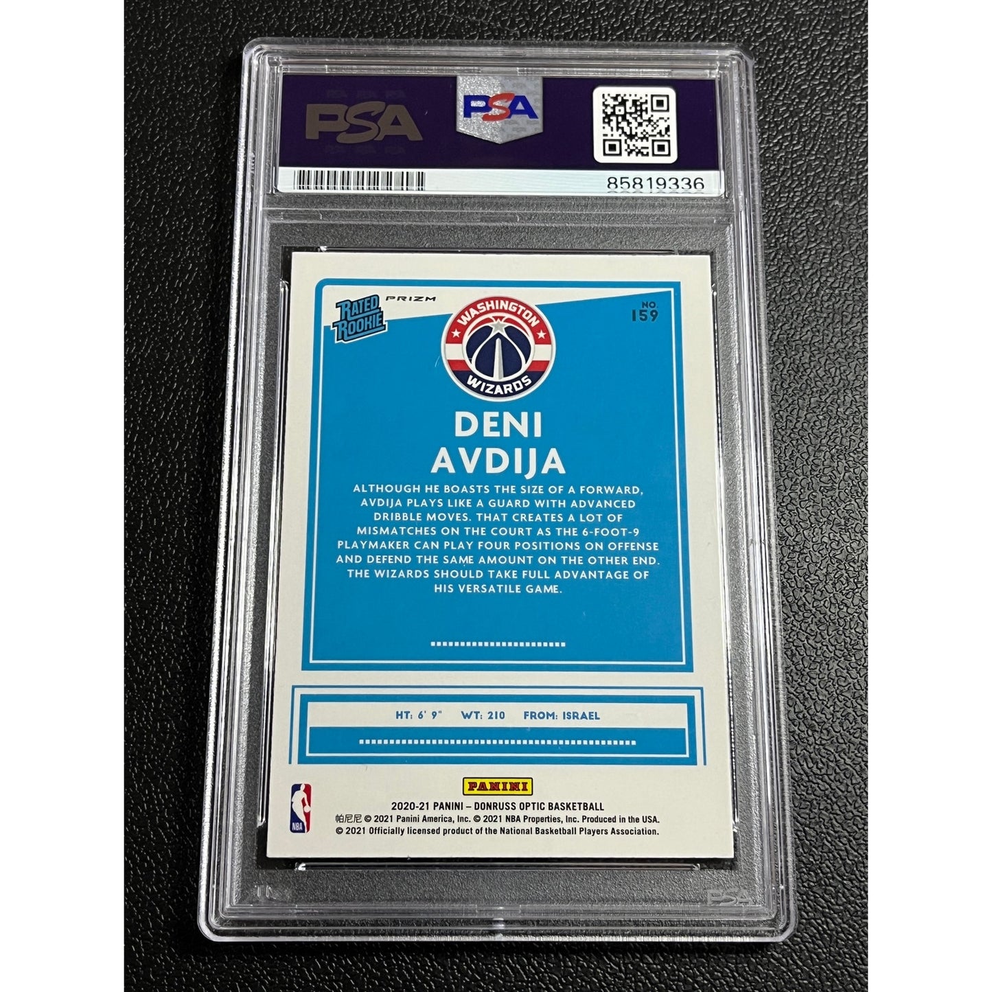2020-21 Donruss Optic Deni Avdija #159 Signed Pulsar RC Auto Card PSA/DNA