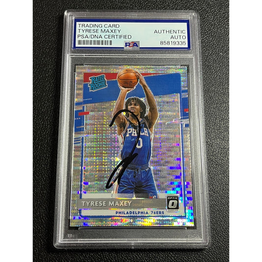 2020-21 Donruss Optic Tyrese Maxey #171 Signed Pulsar RC Auto 76ers Card PSA/DNA
