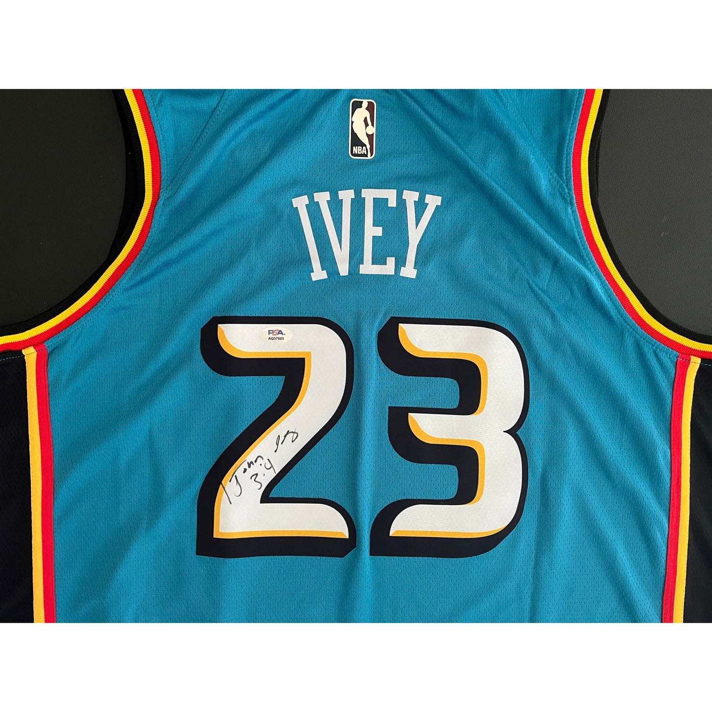 Jaden Ivey Signed Detroit Pistons Jersey 'John 3:4' Inscription PSA/DNA