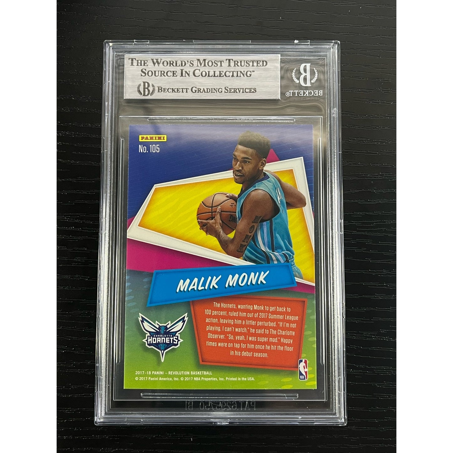 2017-18 Panini Revolution Malik Monk Signed RC Auto Beckett BAS