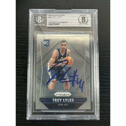 2015-16 Panini Prizm Trey Lyles Signed RC Auto Beckett BAS