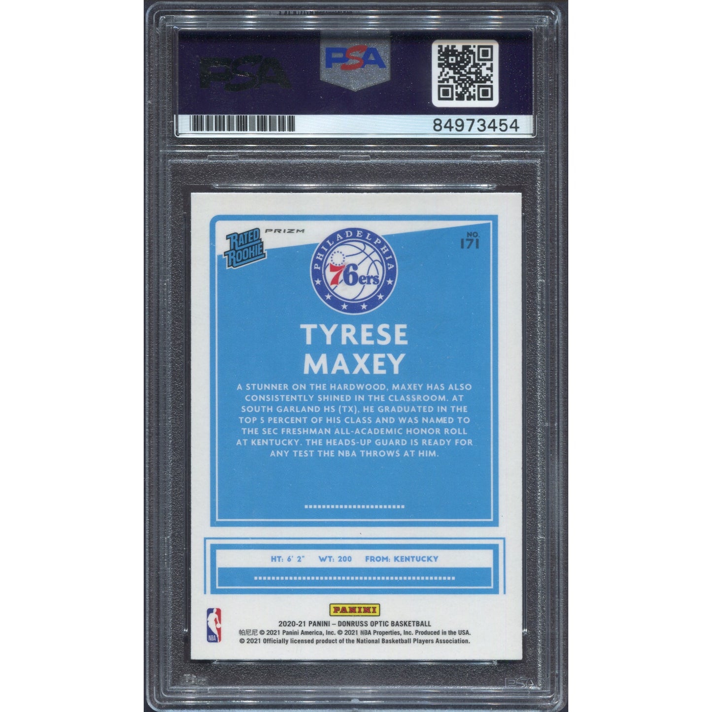 2020 Donruss Optic Fanatics Tyrese Maxey Signed Rated Rookie RC Auto PSA/DNA