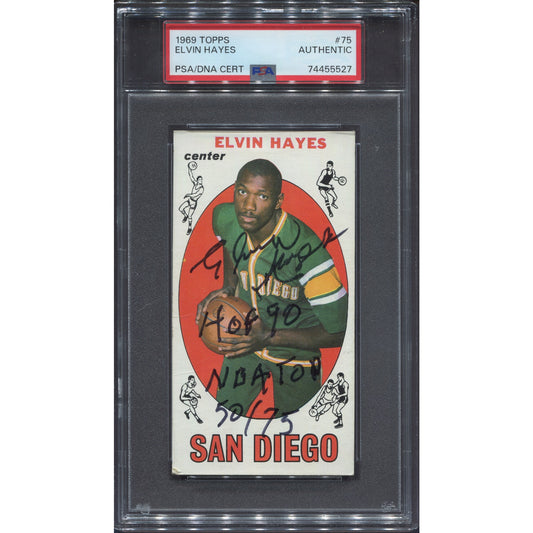 Elvin Hayes Signed 1969 Topps #75 Rookie RC Auto Inscriptions PSA/DNA