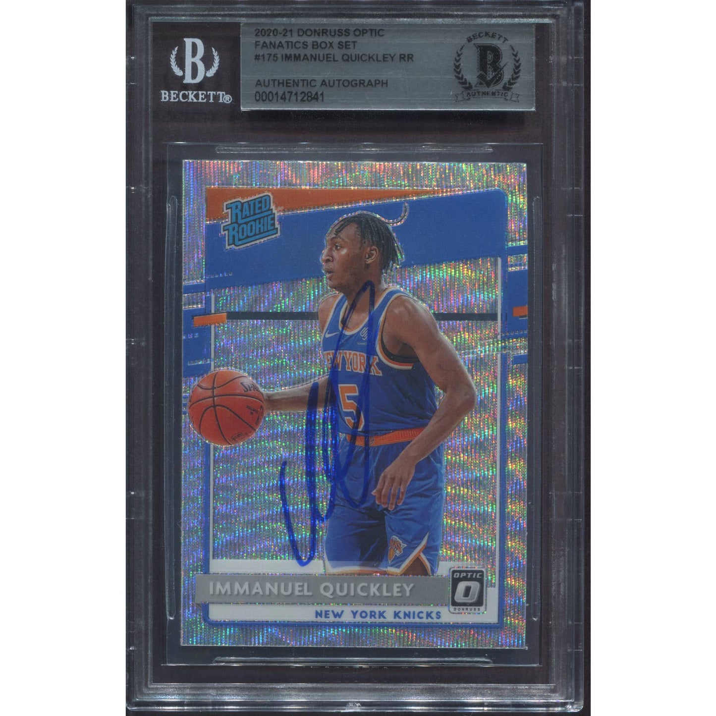 Immanuel Quickley Signed 2020 Donruss Optic Silver Wave RC Auto BAS