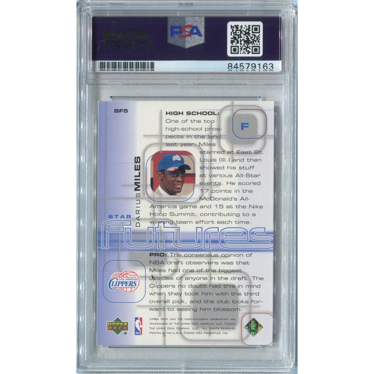 Darius Miles 2000 Upper Deck Pros & Prospects Star Futures RC Auto PSA/DNA